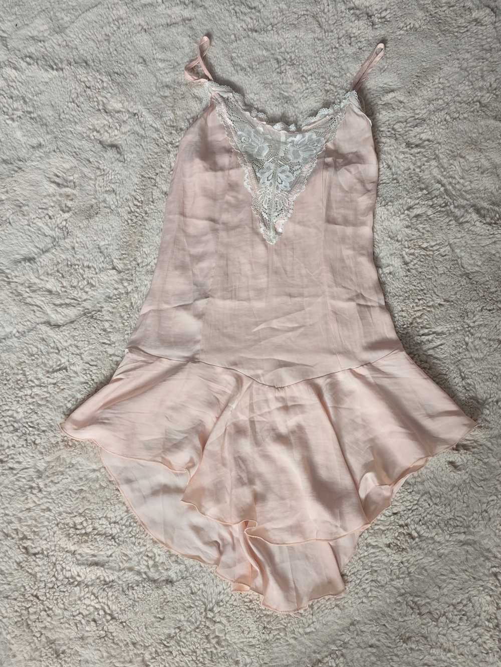 Out From Under Silk-Feel Pink Lace Trim Sleep Romper